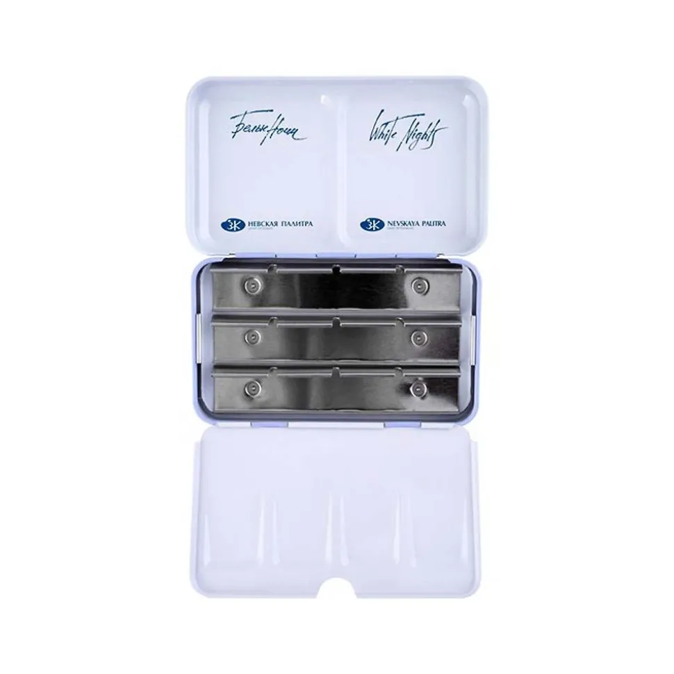 Caja vacía metálica 12 godets celeste White Nights
