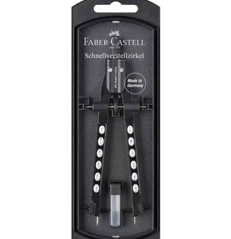 Compás de Ajuste Rápido Factory Negro Cromado Faber-Castell