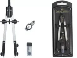 Compás de Ajuste Rápido Metálico Estuche Negro Faber-Castell