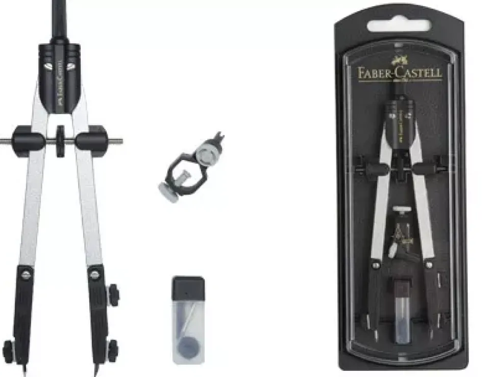 Compás de Ajuste Rápido Metálico Estuche Negro Faber-Castell