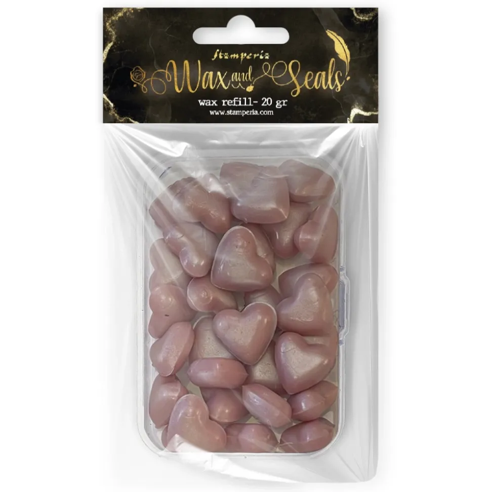 Corazones de lacre Rosa Perlado Wax and Seals Stamperia
