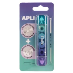 Corrector doble función cinta y pegamento morado Apli