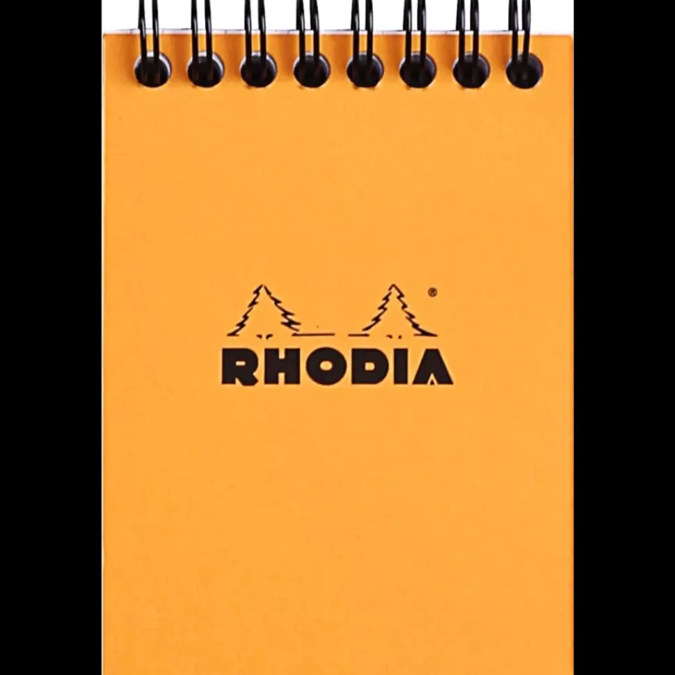 Cuaderno de espiral con cuadros naranja Rhodia 7x10cm