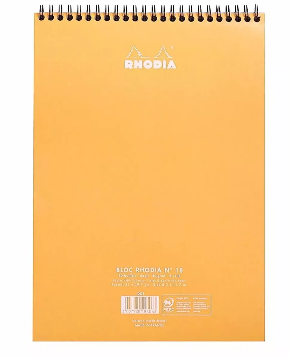 Cuaderno de espiral con puntos naranja 14,8x21cm Rhodia