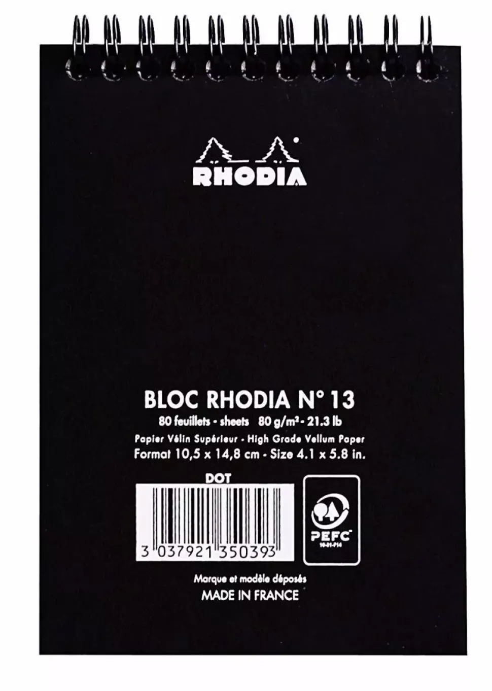 Cuaderno de espiral con puntos negro 10,5x14,8cm Rhodia