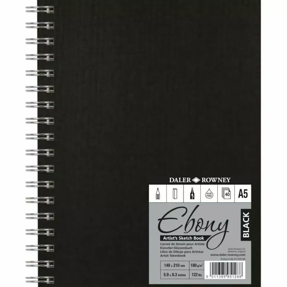 Cuaderno de viaje Sketch Book Negro Daler Rowney 180 g/m²