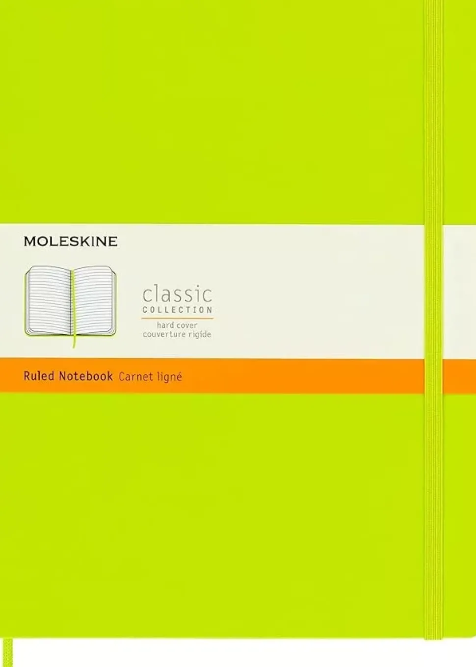 Cuaderno verde limón tapa dura rayada Classic Moleskine 19x25cm