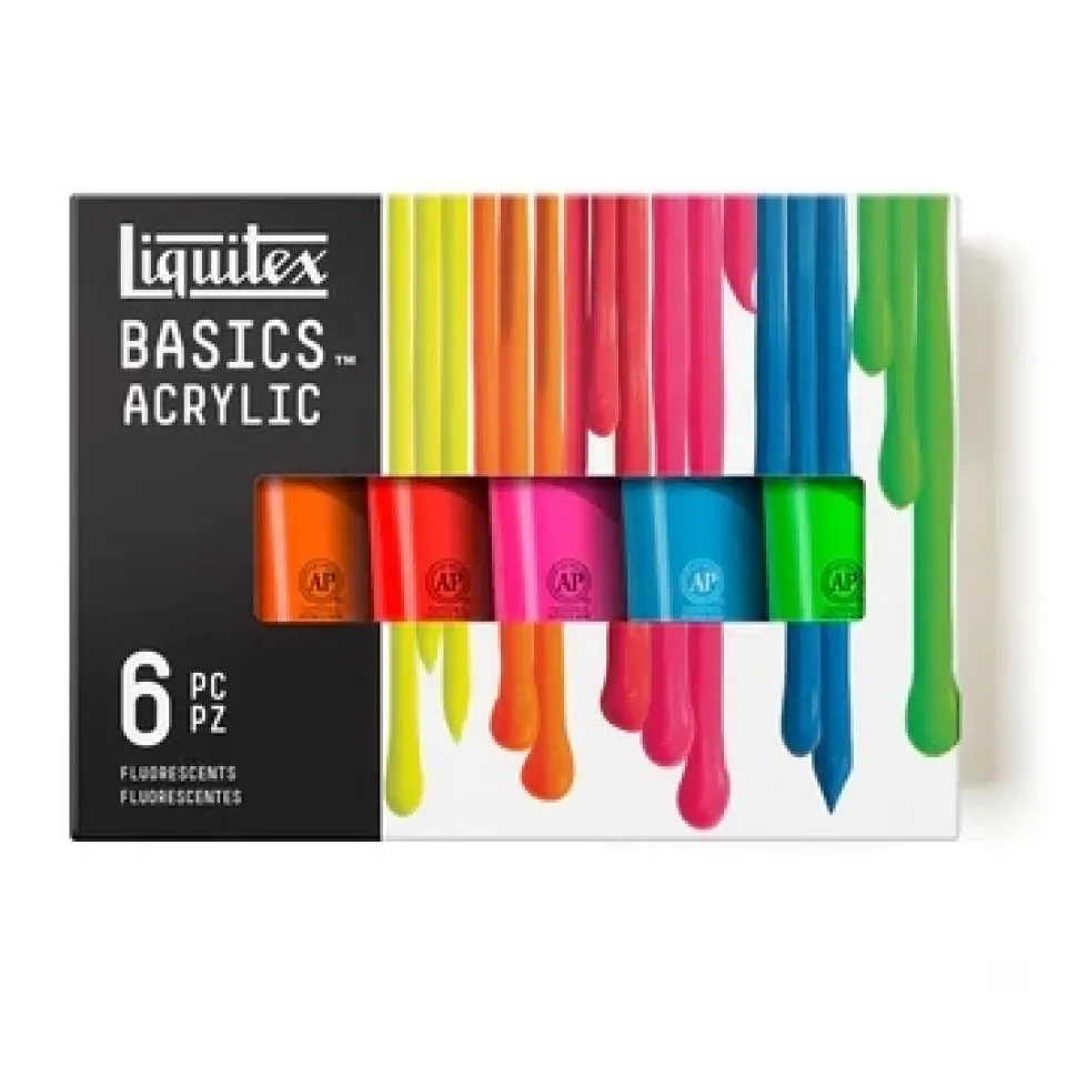 Estuche 6 acrílicos Basics fluorescente Liquitex 118ml