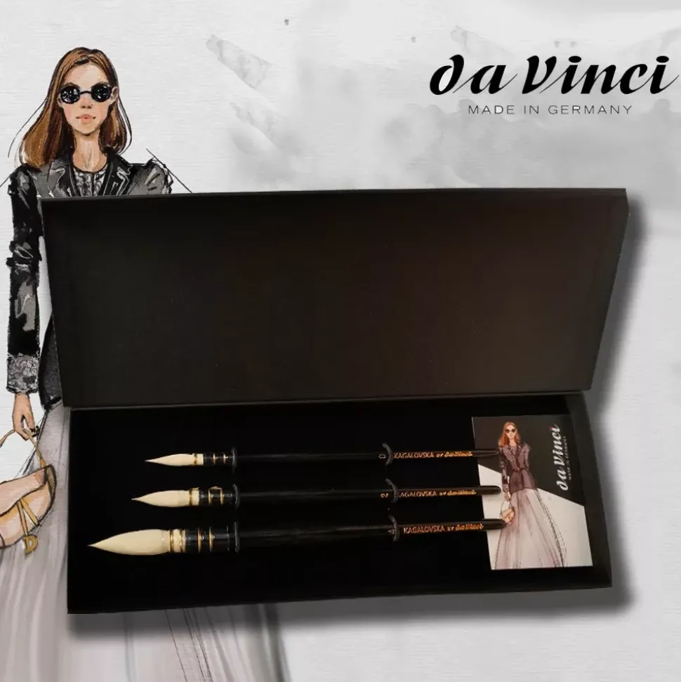 Estuche 3 Pinceles acuarela Kagalovska Casaneo da Vinci