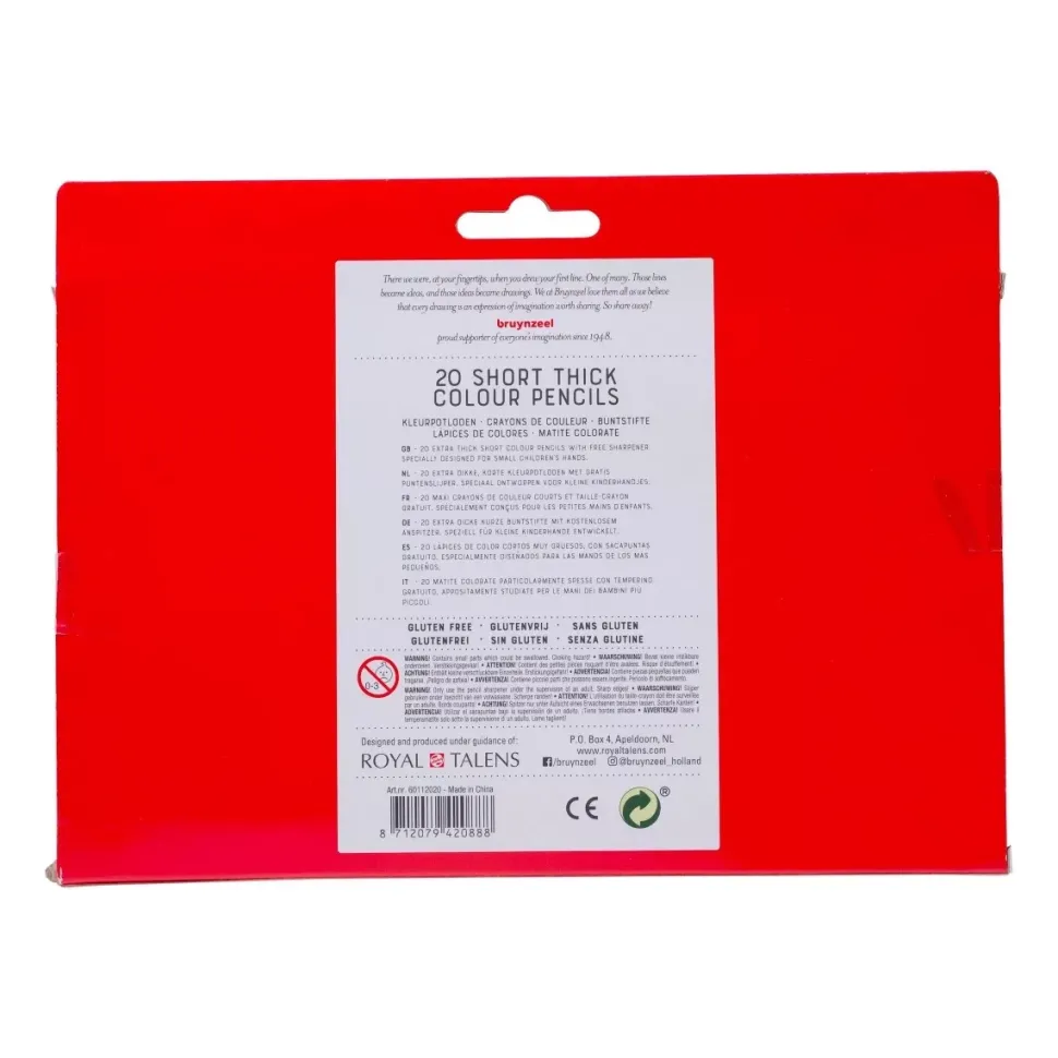 Estuche de 20 Lápices de color Kids Cortos / Gruesos Bruynzeel