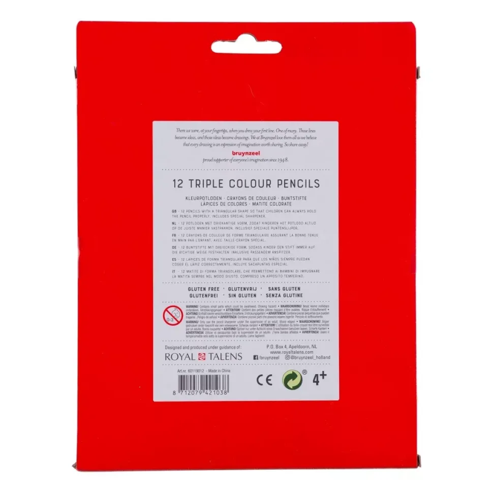 Estuche de 12 Lápices de Colores Kids Triangulares Bruynzeel