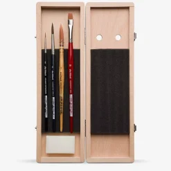 Estuche de madera con 4 pinceles da Vinci