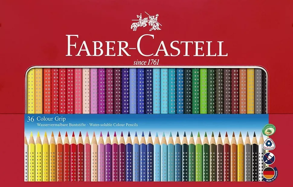 Estuche de Metal 36 Lápices Colour Grip Faber-Castell