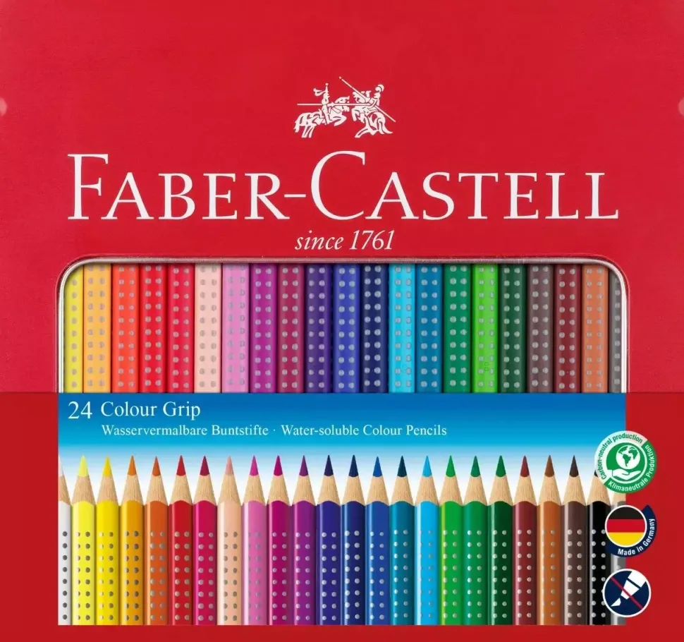 Estuche de Metal 24 Lápices Colour Grip Faber-Castell