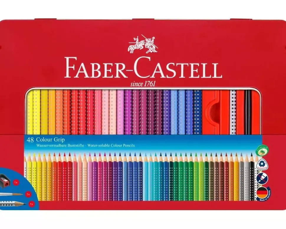 Estuche de Metal 48 Lápices Colour Grip Faber-Castell
