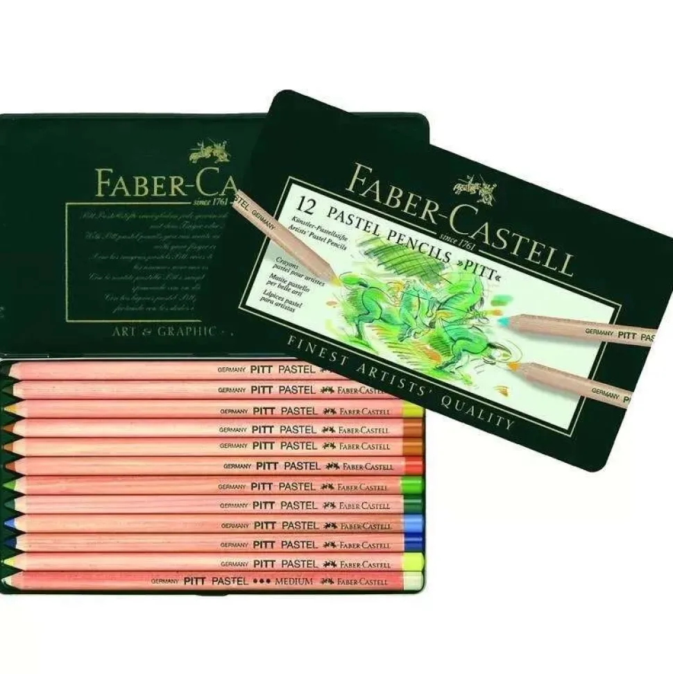 Estuche de Metal 12 lápices Pastel Pitt Artist Pen Faber-Castell