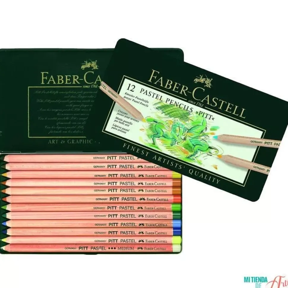Estuche de Metal 12 lápices Pastel Pitt Artist Pen Faber-Castell