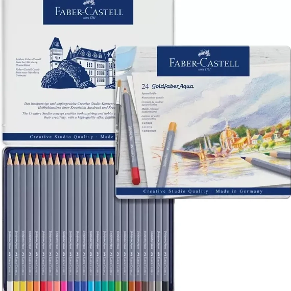 Estuche de Metal 24 lápices acuarelables Goldfaber Aqua Faber-Castell