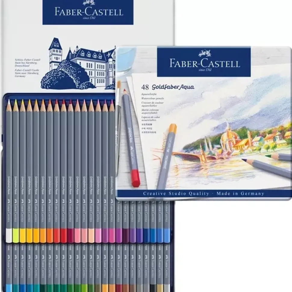 Estuche de Metal 48 lápices acuarelables Goldfaber Aqua Faber-Castell