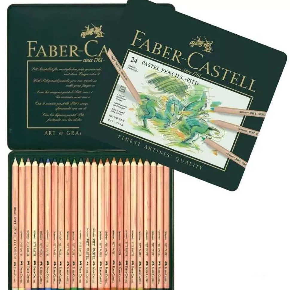 Estuche de Metal 24 lápices Pastel Pitt Artist Pen Faber-Castell