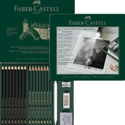 Estuche de Metal 20 Piezas Castell 9000 y Pitt Graphite Matt Faber-Castell