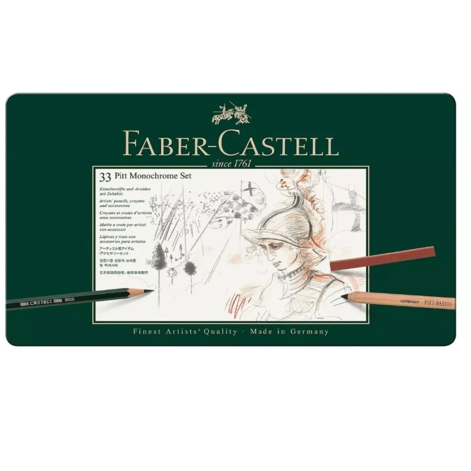 Estuche de Metal 33 piezas Pitt Monochrome Faber-Castell
