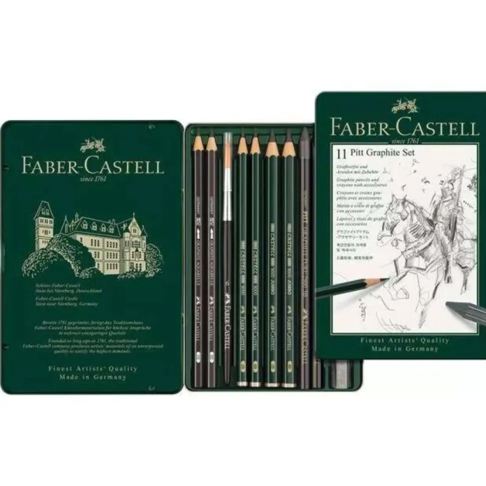 Estuche de Metal 11 piezas Pitt Graphite Faber-Castell