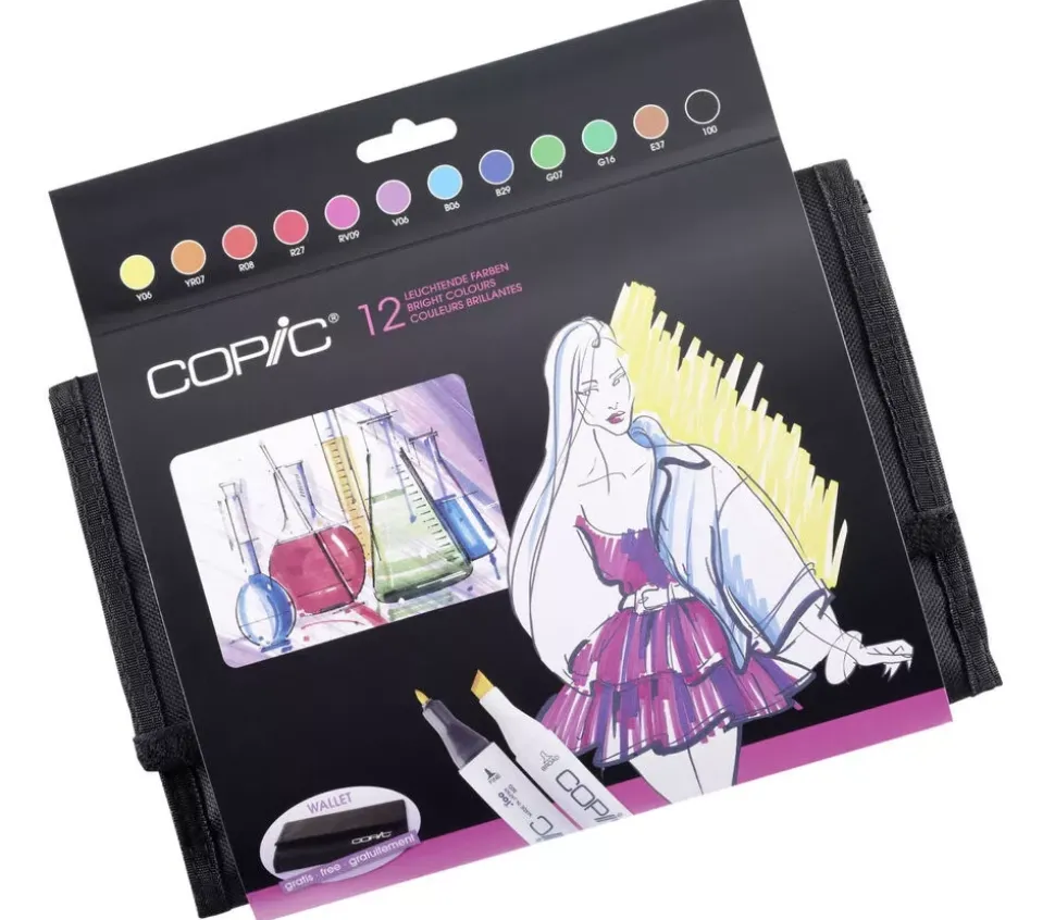 Estuche de tela con 12 rotuladores Copic Classic
