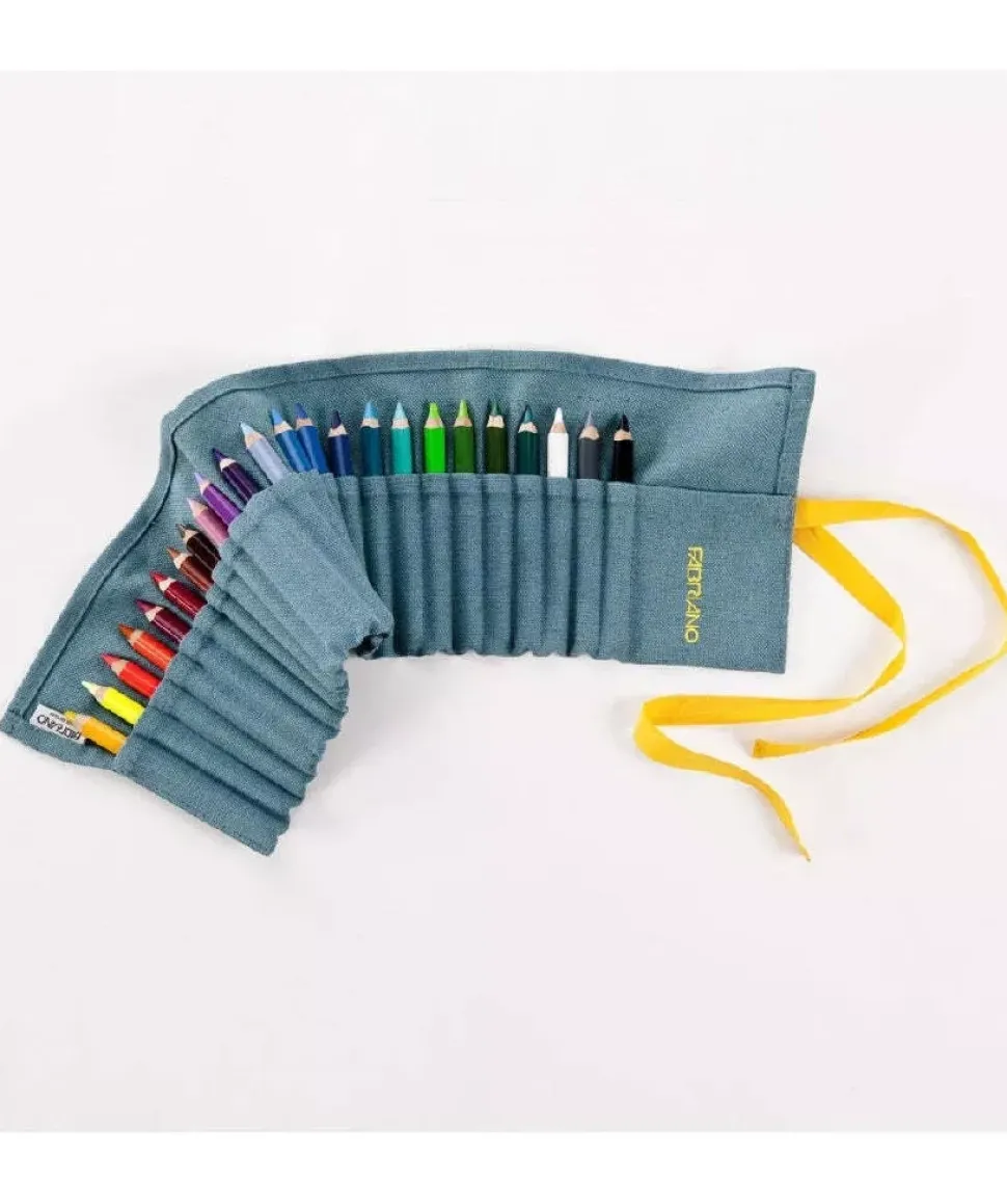Estuche enrollable aquamarino 24 lápices acuarelables Fabriano