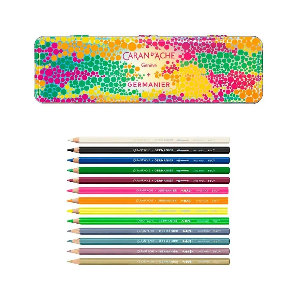 Estuche metal 13 lápices de colores Les Fulgureuses Germanier Caran D'Ache