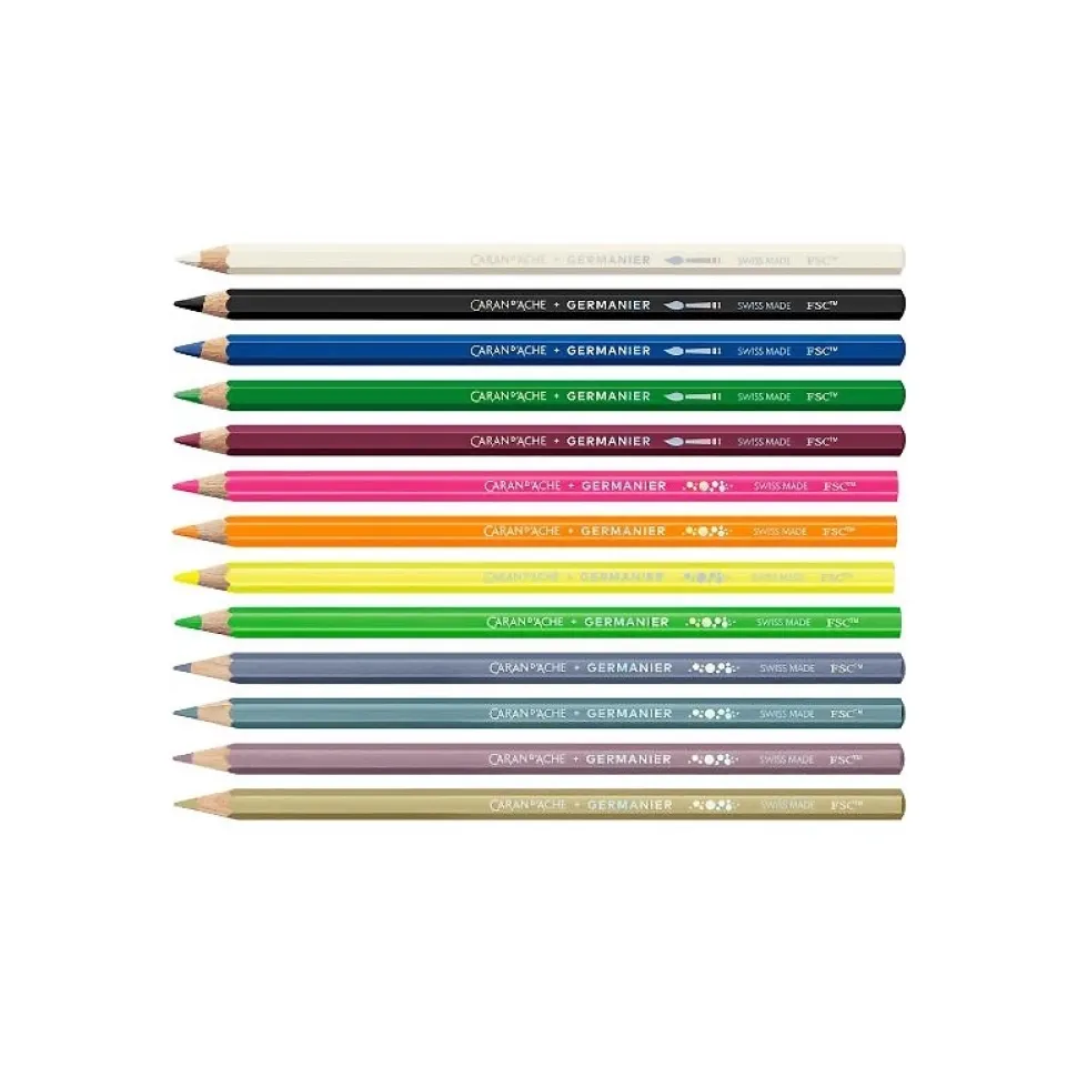 Estuche metal 13 lápices de colores Les Fulgureuses Germanier Caran D'Ache