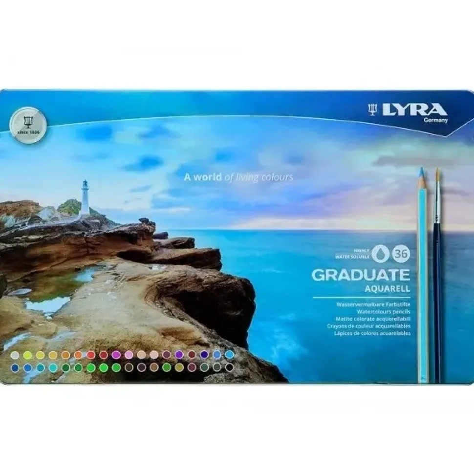 Estuche Metálico 36 Lápices Acuarelables Graduate Aquarell Lyra
