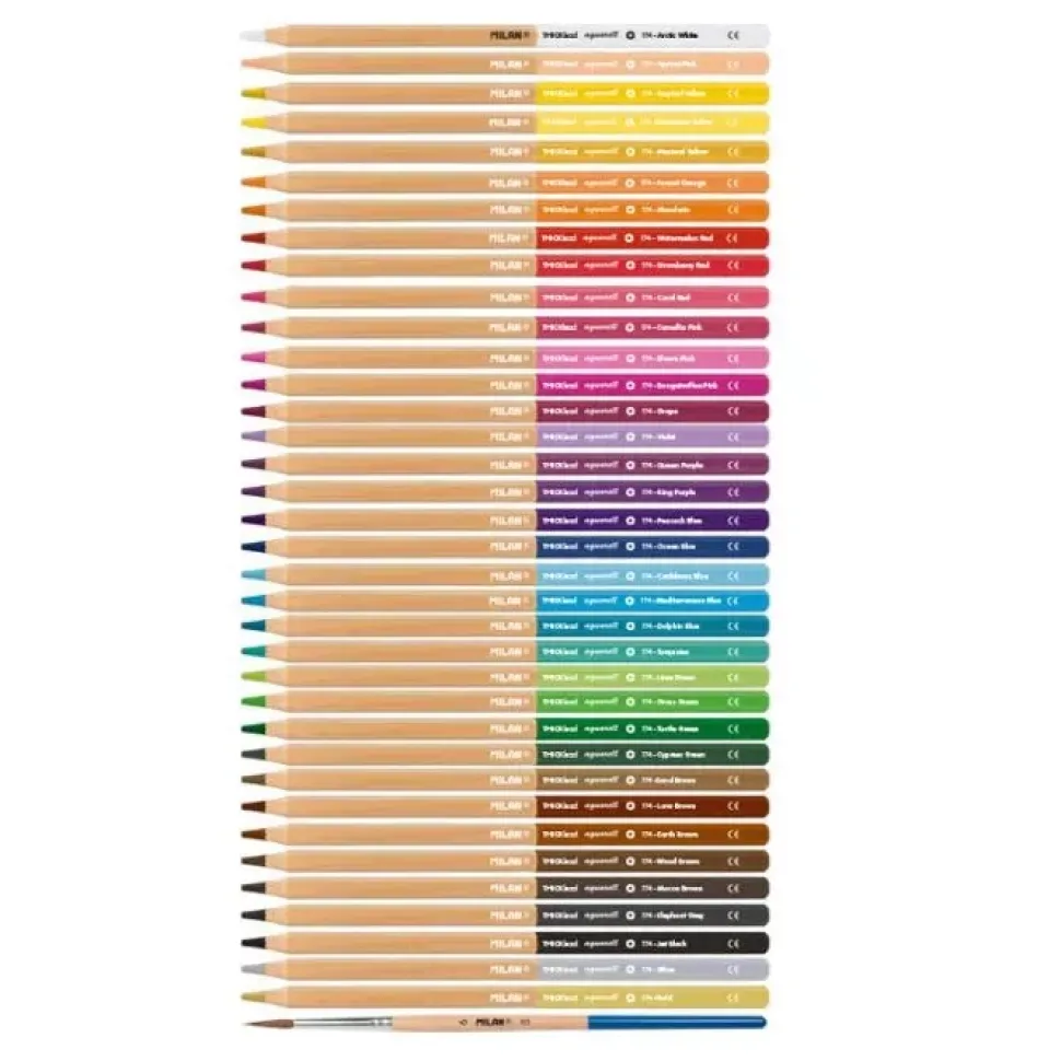 Estuche Metálico 36 Lápices de Colores Acuarelables Mina Gruesa Milan
