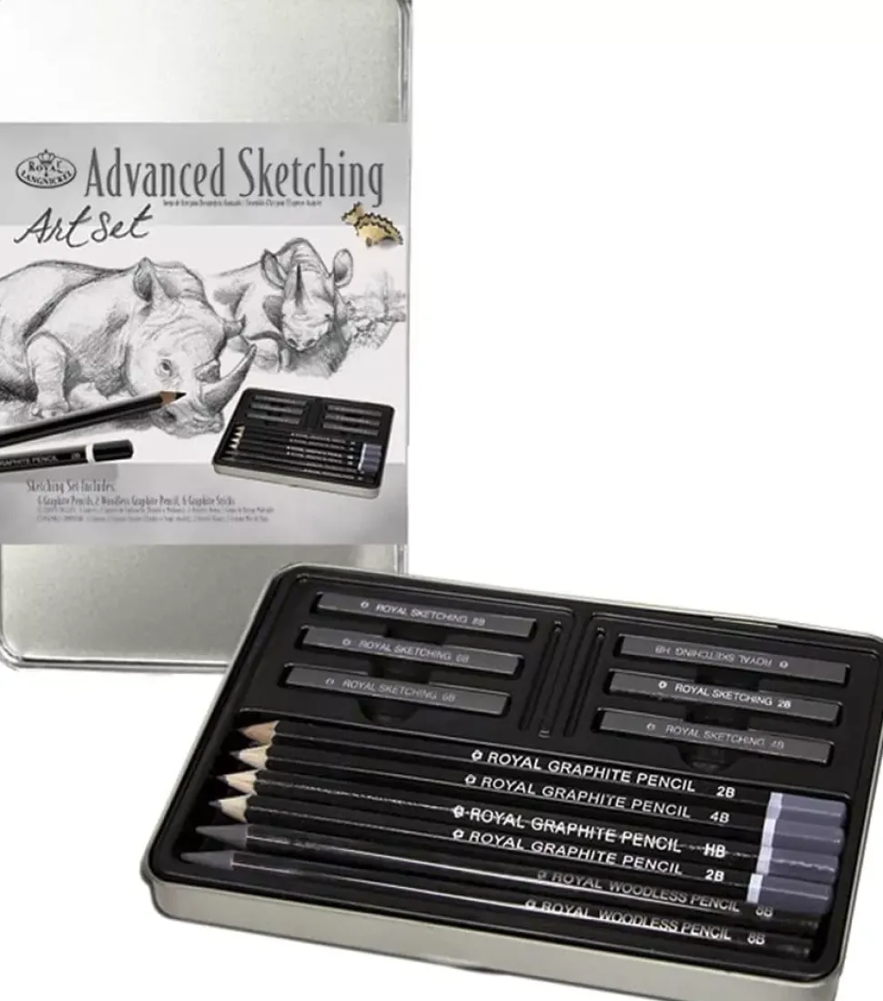 Estuche Metálico 13 Piezas Sketching Grafito Royal & Langnickel