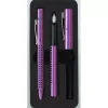 Estuche Metálico con Pluma Estilográfica y Bolígrafo Violeta Faber-Castell