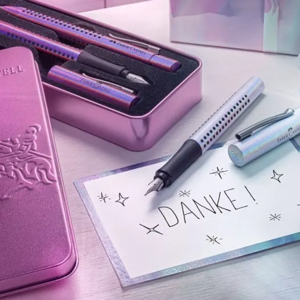 Estuche Metálico con Pluma Estilográfica y Bolígrafo Violeta Faber-Castell