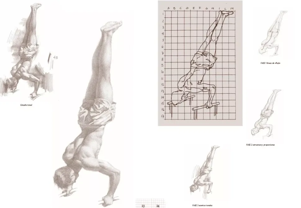 Figuras en acción Modelos para dibujar con cuadrícula