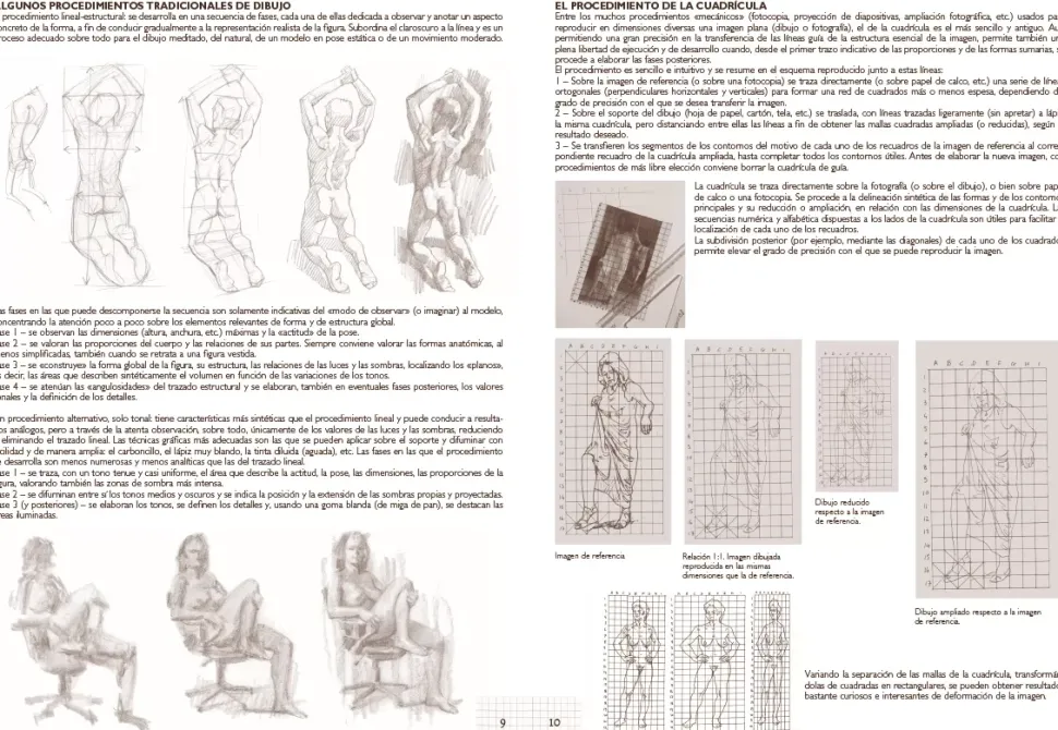 Figuras en acción Modelos para dibujar con cuadrícula