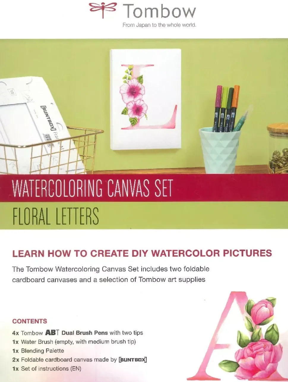 Kit Lienzo Acuarela Floral Letters Tombow