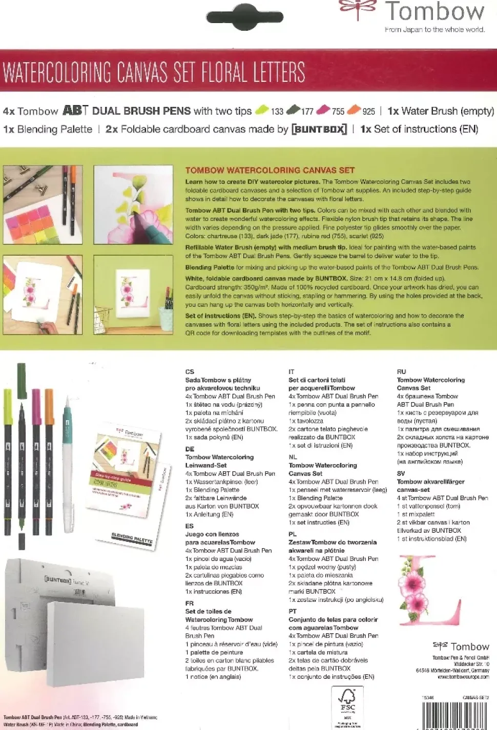 Kit Lienzo Acuarela Floral Letters Tombow