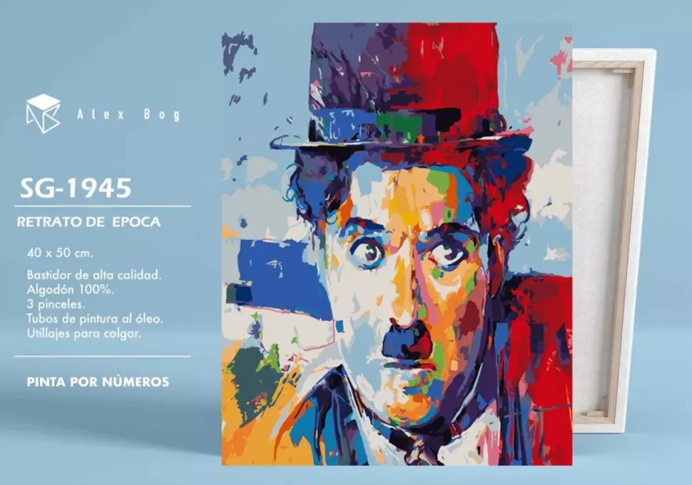 Kit Pintar Por Números Charles Chaplin Alex Bog 40x50cm