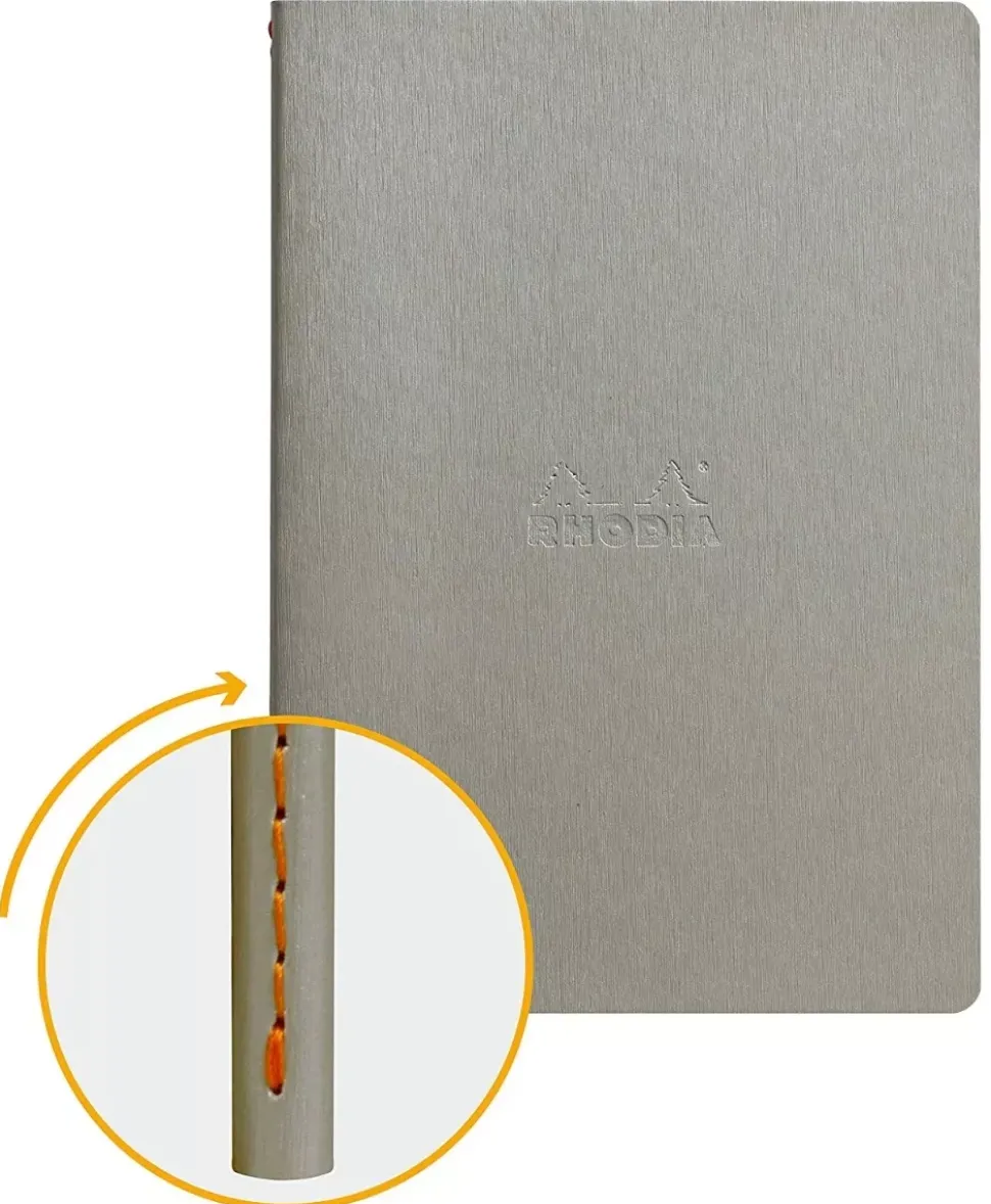 Libreta cosida con puntos Plata A5 Rhodia