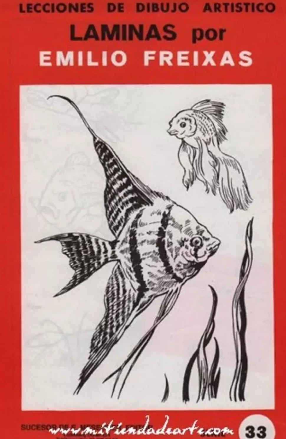 Láminas de dibujo artístico por Emilio Freixas SR33 Peces y flora acuática