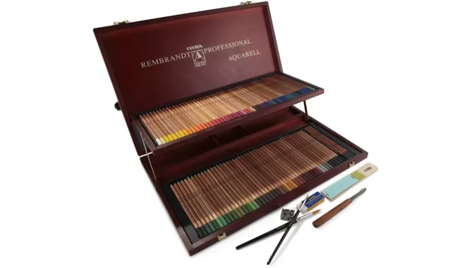 Maletín de Madera 100 Lápices de Colores Acuarelables Rembrandt Aquarell Lyra