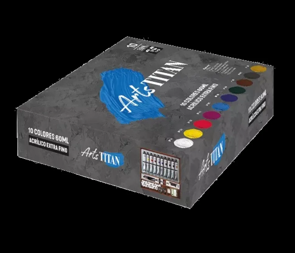 Maletín de madera 10 tubos acrílico 60ml Titan Arts