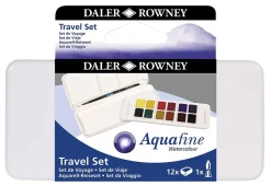 Mini set de viaje de acuarela 12 medias pastillas Aquafine Daler Rowney