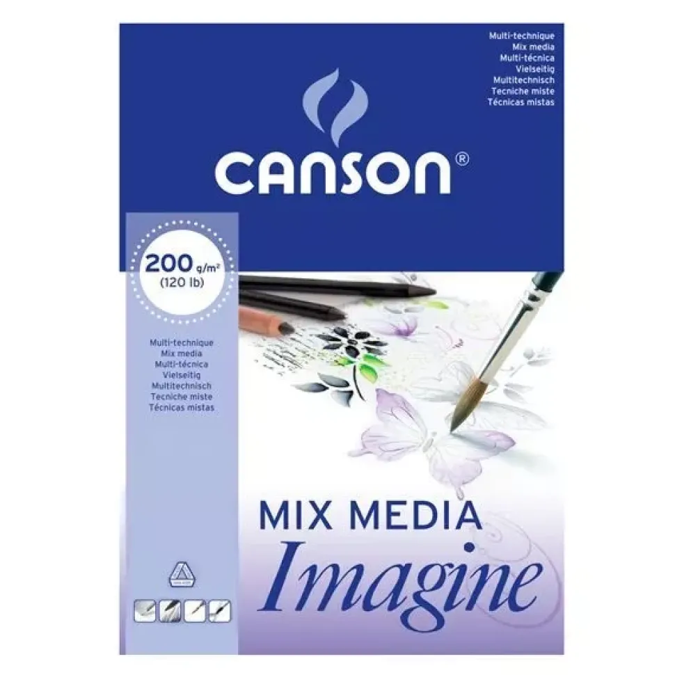 Minipack 10 Papeles Imagine Mix Media Grano Fino Canson 50x65cm 200g/m²