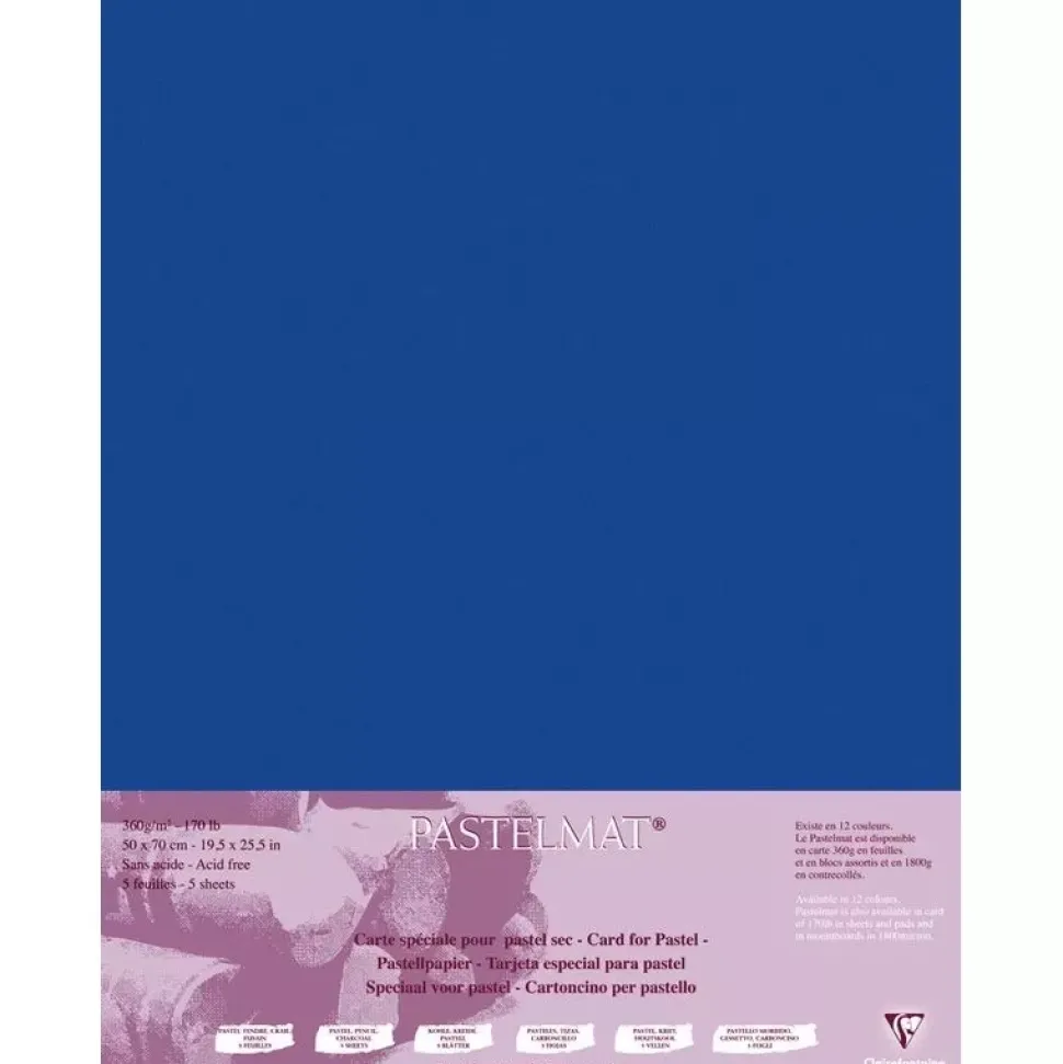 Pack 5 papeles PastelMat Azul Oscuro Clairefontaine 50x70cm 360g/m²