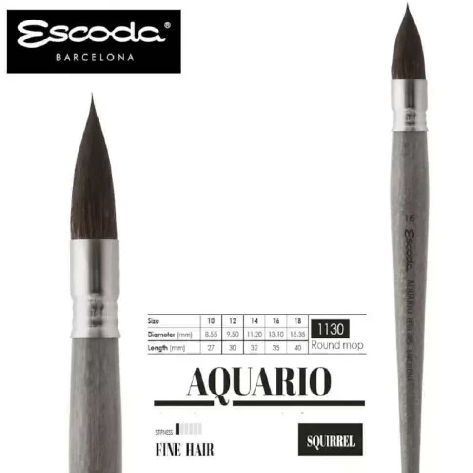 Pincel natural redondo Petit Gris Aquario 1130 Escoda