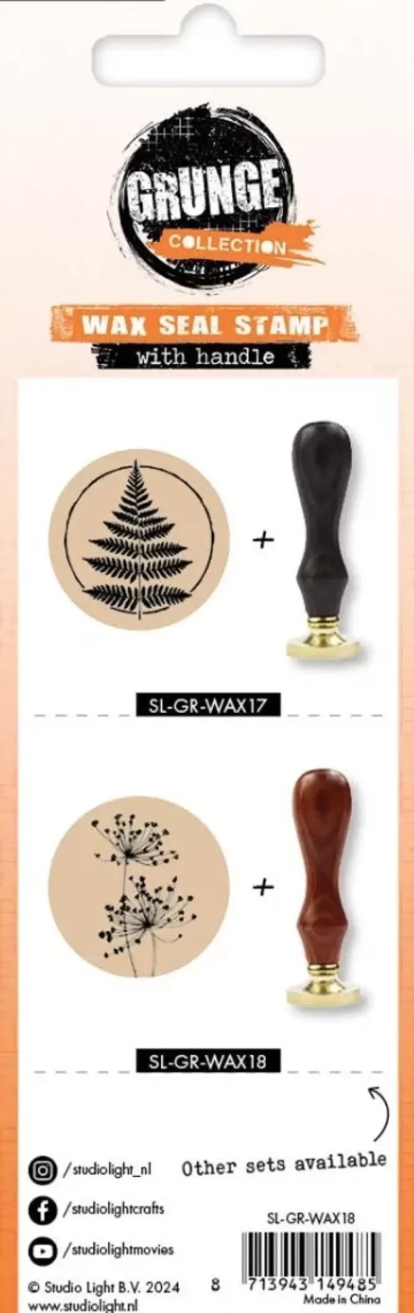 Sello para lacre con mango Flores Grunge Collection Studio Light
